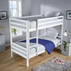 Home Source Hendon Children's Wooden Single Bunk Bed White