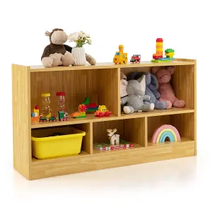 Costway Kids Storage Shelf Unit 5-Cubby Wooden Children Bookcase Toy Storage Organizer