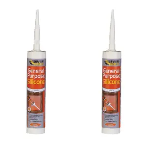 2 x  Everbuild White Multi Purpose Silicone Sealant 280ML