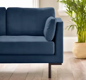 Furniturebox UK Evelyn 3-Seater Velvet Sofa in Navy On Wooden Frame