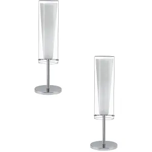 2 PACK Table Lamp Colour Chrome Shade Clear White Glass Glass Opal Matt E27 60W