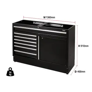 BUNKER Modular Floor Cabinet, 7 Drawer, 1360mm    08437