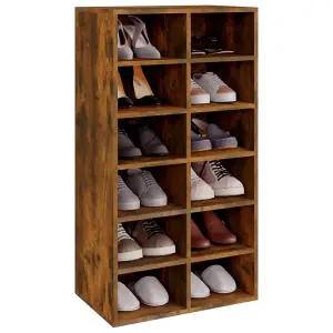 Berkfield Shoe Rack Smoked Oak 54x34x100.5 cm Engineered Wood