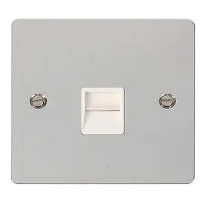 Flat Plate Polished Chrome Secondary Telephone Single Socket - White Trim - SE Home