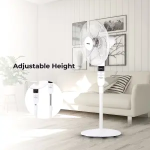 Geepas 16" Pedestal Fan with Remote Control 60W Free-Standing Oscillating Cooling Fan