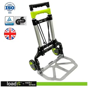 LoadIt 75kg Folding Trolley Sack Truck Barrow, Hand Truck, Moving Trolley on Wheels, Heavy Duty, Bungees, ISO 9001 & TUV GS