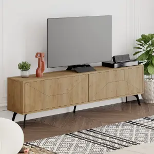 Decortie Dune Modern TV Unit Multimedia Centre Oak with Storage TV Cabinet 180cm