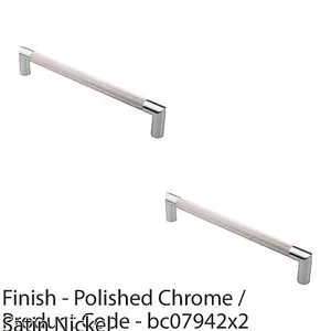 2 PACK - Mitred Reeded Door Pull Handle - 320mm x 20mm - 300mm Centres Satin Nickel