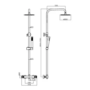 Thermostatic Shower, Basin Tap & Bath Filler Including Basin Waste Solid Brass - Chrome