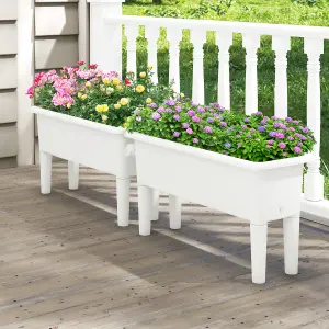 Costway 2 PCS Raised Garden Beds Outdoor Plastic Planter Box w/ Detachable Legs