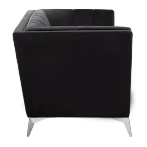 Interiors by Premier Hansa Two Seat Black Velvet Sofa