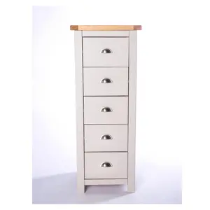 Argenta 5 Drawer Narrow Chest of Drawers Chrome Cup Handle