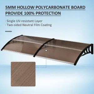 Outsunny Outdoor Curved Window Porch Canopy Awning UV Rain Cover 0.8x2m Brown