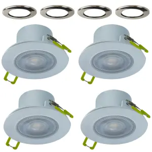 LED Downlights 5.5W 510lm 68mm Cut Out Dimmable 4000K (4 Pack) - Satin Nickel Bezels