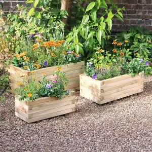 Zest Set of 3 Gresford Wooden Rectangular Garden Planters Flowers