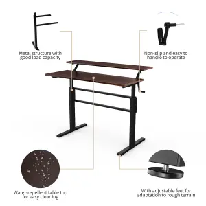 Costway 2-Tier Standing Computer Desk Sit to Stand Workstation Ergonomic Computer Table Brown