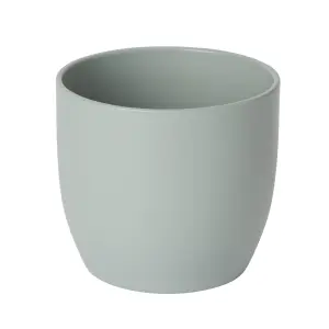 GoodHome Duck egg Ceramic Plant pot (Dia) 14.4cm, (H)12.5cm, 1.4L