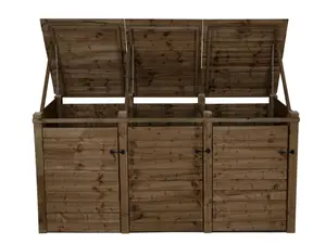 Wooden Wheelie Bin Store (Triple, Rustic Brown)