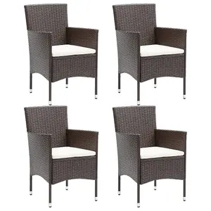 Berkfield Garden Dining Chairs 4 pcs Poly Rattan Brown