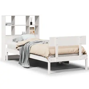 Berkfield Bookcase Bed without Mattress White 100x200 cm Solid Wood Pine