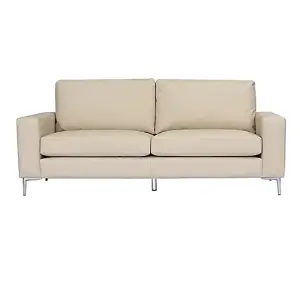 Baltic Faux Leather 3 Seater Sofa In Ivory