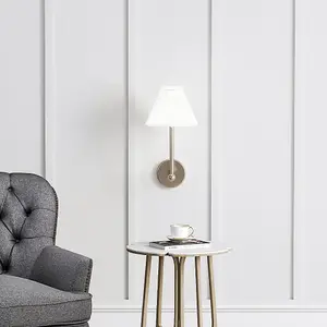 Modern Metal Wall Light with Pleated Conical Shade