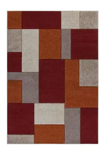 Modern Geometric Easy to Clean Orange Dining Room Rug-200cm X 285cm