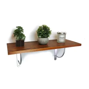 Solid Pine Rustical Shelf Dark Oak with LUK05 Bracket 25x90cm