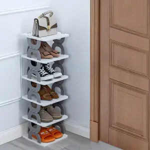 6-Tier Foldable Plastic Shoe Rack in Grey