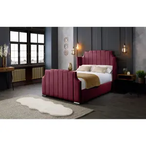 Nelly Plush Velvet Maroon Bed Frame