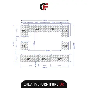 Panorama Wall TV Unit White & Grey with High Gloss Doors and LED Lighting - Creative Furniture