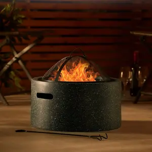 VonHaus Fire Pit, 2 in 1 Firepit with BBQ Cooking Grill for Outdoor, Garden, Patio, MgO Material, Use Wood or Charcoal to Fuel