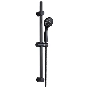 Waterfall Bath Shower Mixer Tap & Shower Slider Rail Kit Matte Black