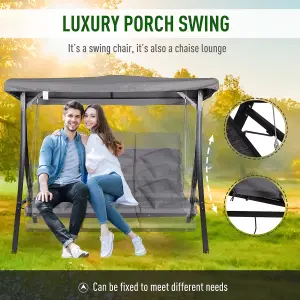 Outsunny Outdoor 3-person Porch Swing Chair Chaise Lounge Patio Garden