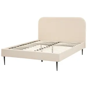 Boucle EU Double Size Bed Beige FLAYAT