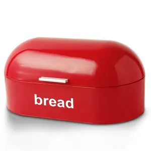 American Bread Bin Curved & Rectangle Kitchen Loaf Storage in red