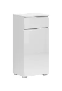 Bathroom Storage Unit Drawer Cabinet White Gloss Slim Narrow 40cm Floor Spice