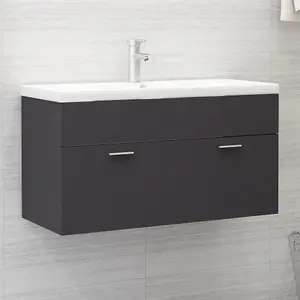 Berkfield Sink Cabinet Grey 90x38.5x46 cm Engineered Wood