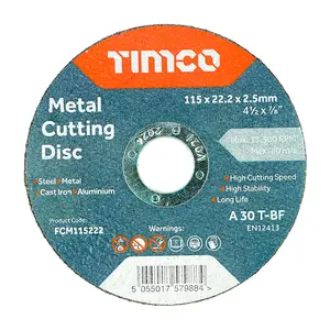 TIMCO B/Abrasive Flat Wheel Metal - 115 x 22.2 x 2.5 (50pcs)