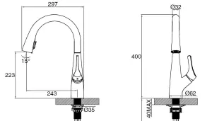 Clearwater Rosetta Kitchen Filter Tap Filtered Water & Cold & Hot Brushed Nickel PVD - ROL10BN