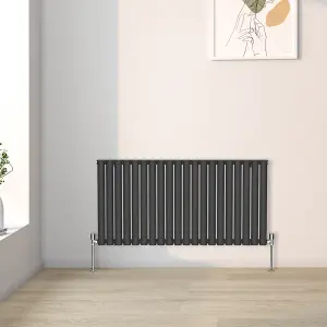 Right Radiators 600x1180mm Horizontal Single Oval Column Designer Radiator Black