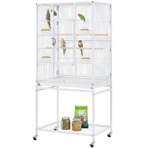 Yaheetech White Mobile Metal Bird Cage w/ Detachable Stand Large