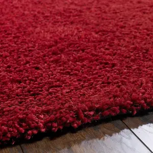 Red Handmade Rug, 50mm Thickness Plain Shaggy Rug, Modern Luxurious Red Rug for Bedroom, & Dining Room-67 X 200cm (Runner)