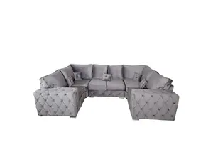 Milton U Shape 6 Seater - Plush Velvet