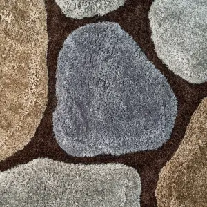 Brown and Grey 3D Pebbles Shaggy Rug - Hawaii