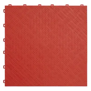 Sealey Polypropylene Floor Tile 400 x 400mm - Red Treadplate - Pack of 9 FT3R