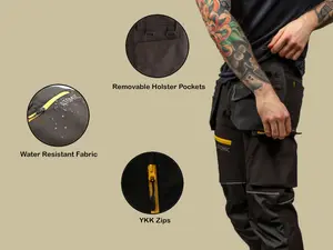 Slim Fit Softshell Work Trousers With Removable Holster Pockets And Knee Pad Pockets