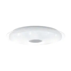 Wall Flush Ceiling Light White Shade White Silver Plastic Crystal Effect LED 40W