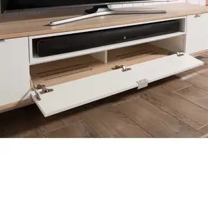 Alphason Chaplin 2000 TV Stand for TVs up to 90" - Oak & White