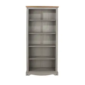 Home Source Corona Tall Bookcase Shelving Unit Grey